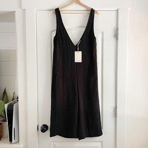 Blushing Heart Wide Capri Deep V Neck Jumpsuit - S